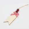 Etiqueta colgante de calcetín de Navidad nueva etiqueta DIY con muñeco de nieve impreso cuentas de madera adorno de árbol de Navidad decoración navideña