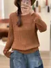 Suéter Pulóver de Punto Trenzado Tencel Cuello Redondo Nuevo Otoño/Invierno 2026, Top de Punto Holgado de Manga Larga de Color Sólido para Mujer