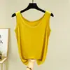 Colete feminino de modal liso para o verão com gola U, peça íntima simples sem mangas, regata justa, blusa de base fina plus size