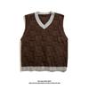 Colete de suéter estilo universitário japonês masculino primavera e outono solto com decote em V colete de suéter sem mangas colete de malha all-match