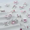 Accesorios Populares Dorados para Uñas con Temática de Mariposas, Ultra Brillantes, Lujo Ligero, Mariposa de Diamantes Rosas Girly, Decoraciones para Uñas en Forma de Corazón