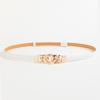 Cinturón Fino de Cuero PU de Venta Caliente para Mujer con Hebilla de Doble Anillo Cadena Decorativa para Vestido Moda Ajustable Sin Perforación Fabricante Mayorista