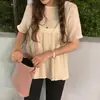 Camisa de Manga Corta para Mujer, Nuevo Estilo de Verano, Estilo Retro de Hong Kong, Holgada y Versátil, Dulce y Súper de Hada, Muy Elegante