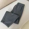 Calça pantalona de design de moda sob medida com acabamento em cor contrastante e cintura elástica, nova calça casual versátil de cintura alta para o outono e inverno de 2026