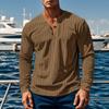 Amazon Otoño e Invierno Transfronterizo Nueva Moda Tops de Manga Larga Camisa Base Botón Pana Delgado Camisa Henley para Hombre
