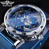 Vencedor vencedor 614 Relógio Masculino Moda Casual Popular Strass Malha Oca Banda Manual Relógio Mecânico