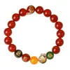 Pulsera de Ágata Negra y Roja Natural del Dios de la Riqueza de Cinco Vías con mantra de seis caracteres estampado en oro, estilo unisex, aproximadamente 6-14 mm, al por mayor