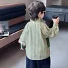 Camisa de manga larga para niño, nuevo modelo otoño 2026, chaqueta de camisa a rayas de otoño para niños, chaqueta superior para bebé niño, chaqueta para niños