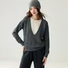 26 Otoño Invierno Nuevo Suave Agradable a la Piel Cachemir Mujer Bloque de Color Falso Dos Piezas Estilo Coreano Manga Larga Suéter Capa Interior Top
