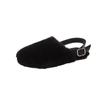 Zapatos de Mujer de Estilo Coreano para Celebridades de Internet, Suela Gruesa, Peludos, Abiertos por Detrás, Medias Zapatillas, Planos, Punta Cerrada, Nueva Colección Otoño/Invierno 2025