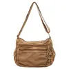 Bolsa de Lona Lavada Estilo Novo para Mulheres, Bolsa Versátil Casual com Múltiplos Compartimentos para Viagem e Dia a Dia, Bolsa de Ombro Único Transversal, Bolsa de Tecido