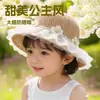 Sombrero de Paja para Niña con Flores, Estilo Dulce y Lindo, Sombrero de Sol para Niñas de Primavera y Verano, Sombrero de Pescador de Ala Ancha con Encaje de Princesa para Bebé