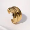 Anéis de Aço Inoxidável Mais Vendidos no Exterior, Modernos, Simples, Clássicos, Retrô, Ouro 18K, Aço Titânio Não Desbota, Joias de Mão para Atacado