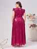 Vestido Sequin Novo de Comércio Exterior para Mulheres Plus Size, Midi Sem Mangas com Cinto e Gola Redonda, Vestido de Festa Sexy