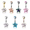 Anillo para ombligo de varilla de acero inoxidable para joyería transfronteriza color estrella de cinco puntas garra de circón clavo para ombligo perforado juego al por mayor