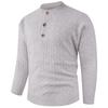 Comercio Exterior Aliexpress Suéter de Punto de Cuello Redondo Otoño e Invierno para Hombre con Patrón Trenzado de Tres Botones, Camisa Base de Capa Interior Estilo Vintage
