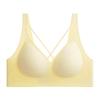 Sutiã sexy com alças cruzadas, design vazado no busto, gelatina macia de suporte, leve, respirável, semi-fixo, moda, lingerie sem costura