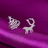 Brincos Pequenos de Alce para Árvore de Natal para Mulheres, Estilo Coreano, Simples e Únicos, Brincos Assimétricos, Dropshipping