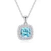 Venta Directa de Fábrica de Joyería Nueva de Comercio Exterior Europea y Americana Cadena para Suéter Floral de Plata S925 Diamante Sintético de Alto Carbono Azul Marino Iridiscente