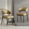 Sillas de comedor estilo italiano, sencillas y modernas, para uso doméstico, con respaldos, que ofrecen un toque de lujo, comodidad de alta gama y son adecuadas para hoteles y juegos de mahjong; marco de metal