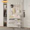Zapatero multicapa simple con armario de almacenamiento integrado para entrada de casa y dormitorio, perchero de pie multifuncional y soporte para zapatos y sombreros
