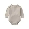 Macacão de Bebê Primavera e Outono Roupas para Recém-Nascidos Cor Sólida Algodão Pijama de Outono Bebê Outono e Inverno Macacão Triângulo