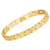 Pulseira Magnética Cravejada de Diamantes Ouro Rosa para Mulheres, Pulseira Ajustável, Pulseira de Bronze Ouro Rosa Temática de Amor para Casais Atacado