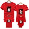 Venta al por mayor nuevo cuello redondo padre-hijo algodón peinado verano manga corta ropa de clase de jardín de infantes camiseta estampado generación logotipo ropa de grupo