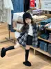 Otoño 2026 Nuevo Estilo Coreano Ropa Infantil Moda para Niñas Estilo Hong Kong Camisa a Cuadros Camisa Estilo Universitario Infantil