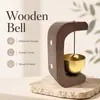Timbre de Puerta Magnético de Madera de Nogal con Diseño de Carrillón de Viento de Dopamina para Entradas, Timbre Recordatorio para Entrada de Tienda, Campana de Cobre Estilo Chino