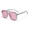 Gafas de Aviador con Doble Puente y Montura Grande Transfronterizas Fl Gafas Anti Luz Azul Bloqueo 480-520Nm con Lentes de PC Rosa