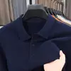 Suéter de malha fina 460g, veludo amigo da pele, suéter extra grosso, polo casual masculino liso, suéter masculino com gola dobrável