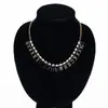 Moderna Cadena Estilo Coreano con Incrustación de Cristal Negro, Joyería Sencilla de Colgante Corto para Mujeres N023