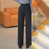 Pantalones Casuales Rectos Adelgazantes de Cintura Alta Personalizados 2026 para Mujer, Otoño/Invierno, Color Sólido, Ropa de Abrigo, Holgados, Transparentes