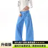 Calça moletom com bolso bordado e fivela Paris estilo retrô americano para homens e mulheres, marca da moda de outono, calça reta solta, calça longa casual solta