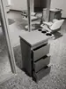 Mostrador de Herramientas para Barbería, Gabinete de Acero Inoxidable de Doble Cara para Salón de Peluquería, Almacenamiento con Cajones y Estante para Secadoras