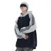 Sudadera con Capucha de Algodón Compuesto de Seda de Leche Rayada de Manga Raglán para Hombre Nueva de Otoño 2024 Moda Casual Tendencia para Hombres y Mujeres