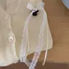 Pinza para el cabello con lazo de cinta francesa, borla larga con cuentas, estilo ballet, cabello de niña dulce, par, lote de nuevos accesorios para el cabello