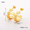 Pendientes de Acero de Titanio Estilo Ins Espigas Flores Hojas Pendientes Pendientes Pendientes de Acero Inoxidable Oro 8K Pendientes de Gama Alta para Mujeres