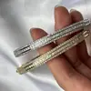 Pulsera Ancha de Acero de Titanio para Mujer Transfronteriza Europea y Americana con Circonita de Acero Inoxidable Microincrustada con Diamantes Pulsera de Moda y de Gama Alta