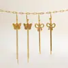 Diseño Elegante y Silencioso Estilo Bohemio Oro de 18K Acero Inoxidable Borla de Lazo Pendientes en Forma de C Venta al por Mayor