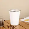 Copo de Camping Outdoor Modelo Novo Aço Inoxidável 304 Camada Única Borda Enrolada Copo de Cerveja Portátil Resistente a Quebra Copo de Café