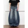 Jeans Americanos de Calle Lavados con Bigotes de Cimitarra para Hombre Verano Nuevos Holgados Rectos de Pierna Ancha Hasta el Suelo Pantalones de Guadaña