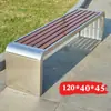 Encosto de Banco de Aço Inoxidável Plástico Anticorrosivo Madeira Banco Comunitário Assento de Lazer Cadeira de Descanso Banco de Parque Banco Externo