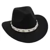 Chapéu de Cornija Curvo Amazon Chapéu de Cowboy Ocidental Chapéu de Jazz Cravejado de Diamantes Chapéu de Feltro Chapéu de Lã Preto Chapéu de Sol Cabeça Grande