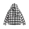 2024 Otoño e Invierno Comercio Exterior Nueva Camisa Chaqueta con Capucha a Cuadros para Hombre Estilo Hong Kong Chaqueta Camisa Casual Holgada para Hombre