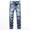 Comércio exterior novo jeans azul claro rasgado masculino reto estilo coreano jovem rasgado slim calças calças da moda