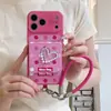 Funda de teléfono con diseño de corazón de lunares de diamantes brillantes para Apple 18 Pro Max, iPhone 17, con espejo, 15, y cordón, 16, diseño creativo