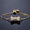 Pulseira Ajustável com Laço Delicado e Zircônia Estilo Coreano para Mulheres, Versátil para Viagem, Joia Personalizada Exquisita de Amizade