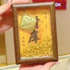 Popular Caja del Tesoro Dorada Marco de Fotos Adorno Feng Shui para Atraer Riqueza, Pequeño Lingote Cuenco del Tesoro, Soporte de Exhibición de Fortuna con Monedas de Oro, Regalo Coleccionable